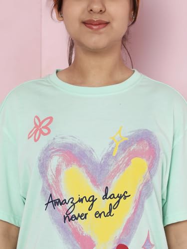 Image of Li'l Tomatoes Girls Crop T-Shirt | 100% Cotton | Graphic Printed Casual Top | Soft & Breathable Summer Wear | 9-16 Years