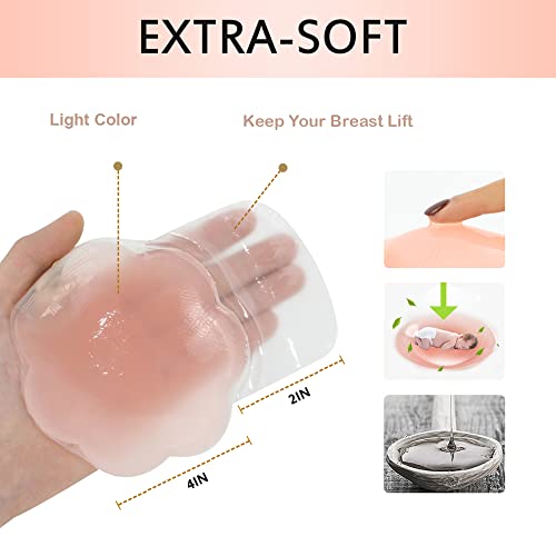 Muqu Pasties Nipple Cover - Breast Lift Tape Nippleless Covers Silicone Nipple Covers Reusable Nipple Pasties Breast Tape Pink #TOP1