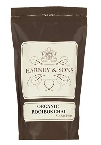Harney & Sons Organic Rooibos Chai Tea - Caffeine Free - Clove, Cardamom, Cinnamon - Bag of 50 Sachets