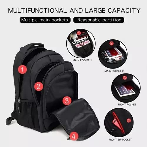 Luke Sports Mochila Reforçada Notebook Preta, Três Bolsos Frontais Dois bolsos Laterias Tecido Anti-