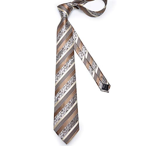 Image of DiBanGu Mens Paisley Tie Set Silk Woven Jacquard Necktie and Pocket Square Cufflinks Gift Set for Wedding Bussiness