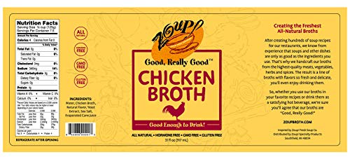 Chicken Broth by Zoup! - Gluten Free, Fat Free, Sugar Free, Keto-Friendly Clear Chicken Broth - Great for Stock, Bouillon, Soup Base or to Drink (6-Pack)