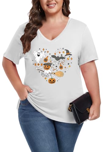 Image of ForHailey Women's Plus Size Short Sleeve Tee Shirt V Neck Basic Ladies Loose Fit T Shirt 1X-5X