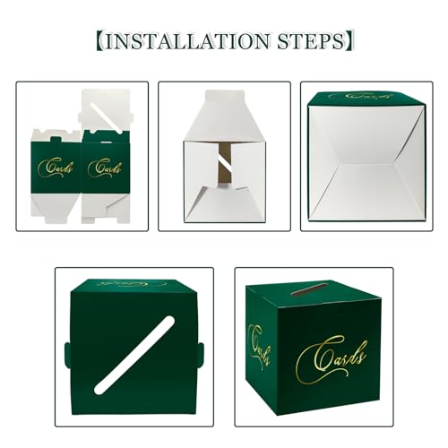 Image of Green and Gold Card Box Gift Card Box Holder Envelope Box for Wedding Birthday Baby Shower Graduation Party Card Box