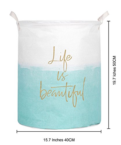 Aouker Merdes 19.7’’ Waterproof Foldable Laundry Hamper, Dirty Clothes Laundry Basket, Linen Bin Storage Organizer for Toy Collection (Life Blue) - Image 3