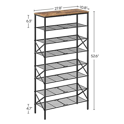 Yatiney 8 Tier Shoe Rack, Shoe Storage Organizer, Holds 32 Pairs Of Shoes, Durable And Stable, For Entryway, Hallway, Closet, Dorm Room, Rustic Brown Ss08Br #TOP7