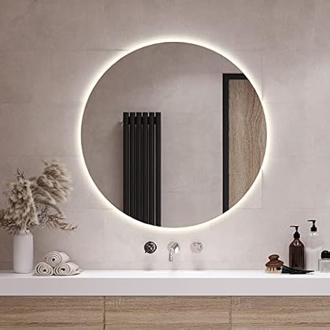 Tulup Espejo de Pared con iluminación LED ⌀ 100 cm - Blanco cálido Cover