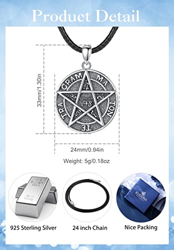 Eudora Sterling Silver Solomon Pentagram Necklace For Women Men, Amulet Energy Tetragrammaton Pendant For Husband Wife Vintage Jewelry Mother's Day Father's Day Gift For Father Mother, 24 Inch #TOP6