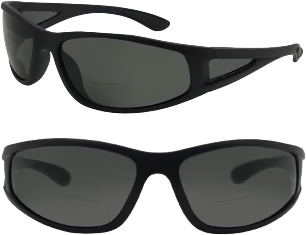 Bifocal Sunglasses - Lightweight Outdoor Unisex Reading Glasses with Side Shield Lens & UV400 Protection (2 Pack)
