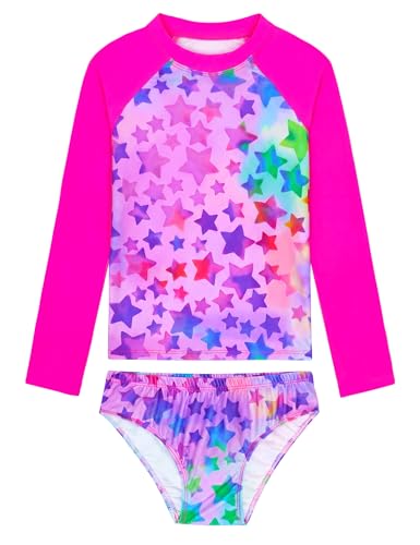 Image of Girls Rash Guard Swimsuit Two Pieces Adorable Swimswear Quick Dry Bathing Suit Long Sleeve