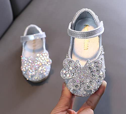 Girls Dress Shoes Mary Jane Flower Glitter Princess Ballet Flats2