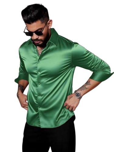 Image of IndoPrimo Men's Stylish Solid Satin Casual Shirt for Men Full Sleeve