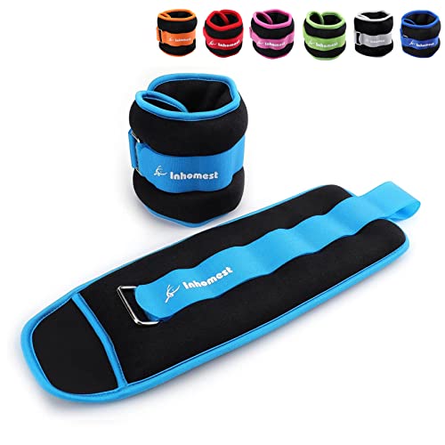 Inhomest Ankle Weights, 4 Lb 1 Pair Sky Blue Wrist Arm Leg Weights For Women Men Kids For Strength Training, Jogging, Gym Workout, Aerobics, Physical Therapy (Sky Blue - 8 Lbs Pair) #TOP27
