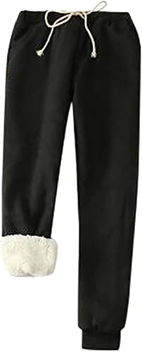 Miniatura 4 de tuduoms Conjunto de 2 piezas para mujer, sudadera de forro polar cálido para invierno, sudadera con forro de sherpa sólido con cuello redondo y