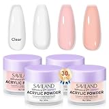 Saviland Acryl Pulver Nails: 4 Stück Nude Rosa Weiß Klares Acrylpuder