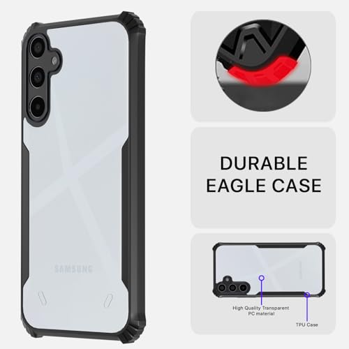 Image of Pikkme Crystal Clear Transparent Back Cover | Ultra Hyrbid | Full Camera Protection | Raised Edge | Bumper Case for Samsung Galaxy A16 5G (Black)