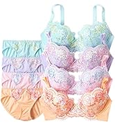 [ニッセン] インナーセット 花柄刺しゅうブラジャー・ショーツ４セット組