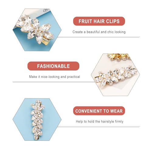 2 Pinzas para cabello con cristales estilo vintage dorado miniatura 5