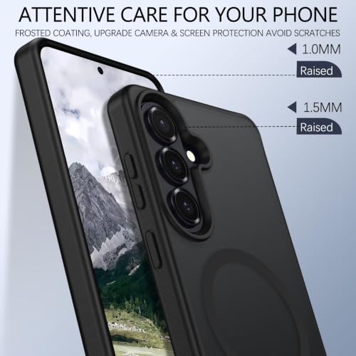 Image of Elzzi Magnetic Magsafe Case for Samsung Galaxy S26 Plus Cover, Compatible with MagSafe Translucent Matte Hard PC + TPU Hybrid Back Cover, Slim Shock-Resistant Protective Case (Black)