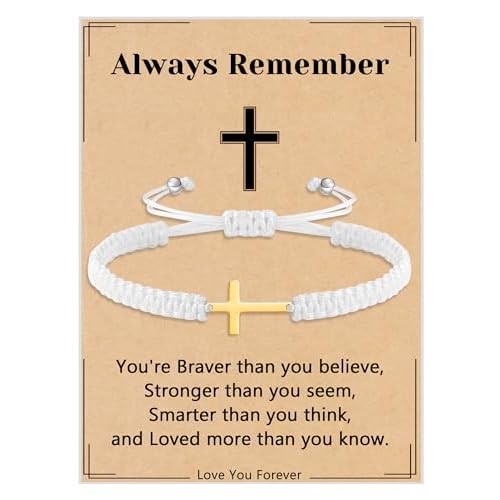 Handmade Cross Bracelets for Women Teens Friendship String Bracelets for Men Christmas Stocking Stuffers Christian Gifts for Women