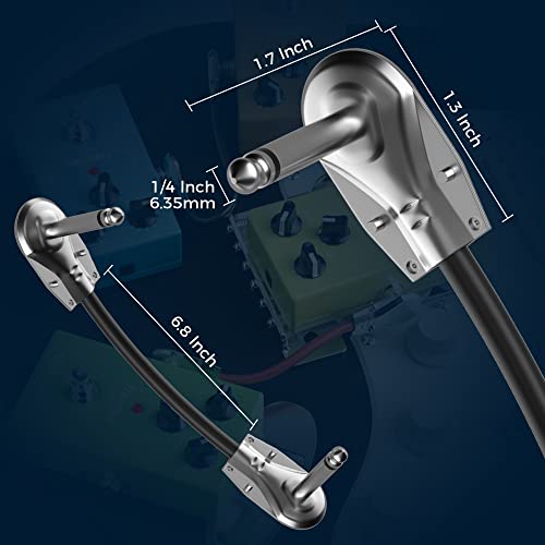Togconn Guitar Pedal Patch Cable 6 Pack, Short Pedal Board Cord 6.35Mm (1/4 Inch) Right-Angle Flat Audio Adapter Ts Male Connector For Effects Pedals - 6 Inch #TOP1