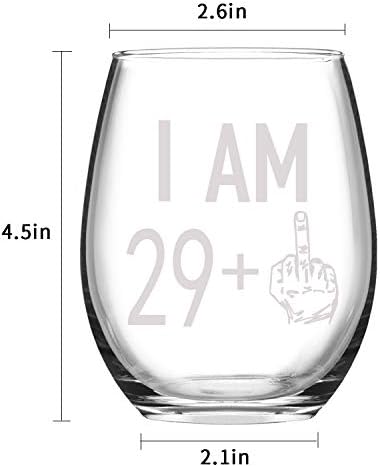 Livole 30th Birthday Gifts for Women Men, 15oz Stemless 29+ Wine Glasses, Unique Personalized Unbreakable Wine Tumbler for Best Friend, Mom, Wife, Auntie, Her, Coworker, Party Decoration