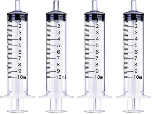 CYGNUS SUPPLIES 4 Pack – 10ml Syringes Without Needle for Measuring, Lip Gloss, Liquid refilling, Dispensing, DIY Crafts, DIY Lip Gloss Accessories, Feeding Pets, Food, Scientific Labs