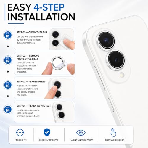 Image of ArmourPro Camera Lens Tempered Glass for Samsung Galaxy Z Fold 8 Tough HD Individual Aluminum Alloy Rings 9H Camera Cover, Scratch-Resistant,Camera Lens Protection| Silver, 1 Pack