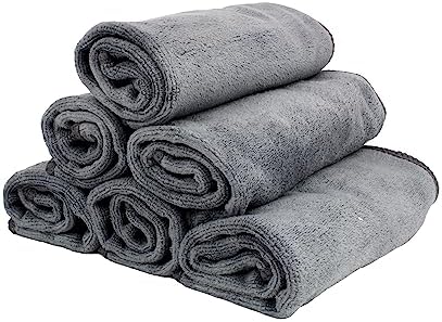 Premium Microfibre Face Cloths/Flannels/Washcloths - Pack of 6-30x30cm - 300GSM : Super Soft, Extra Thick & Highly Absorbent : Sensitive Skin, Makeup Removal & Facial Cleansing (Grey)