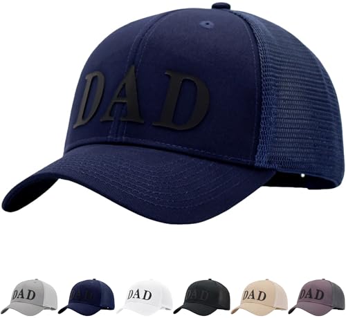Image of Father's Day 3D DAD PVC Patch Hats, Dad Birthday or Festival Trucker Hat, Fits OSFM&XXL Head, Gifts for Husband Daddy Grandpa