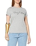 shirt grau pailletten  Tommy Hilfiger Damen Heritage Crew Neck Graphic Tee T-Shirt, Grau (Light Grey Htr 039), Small (Herstellergröße: S)