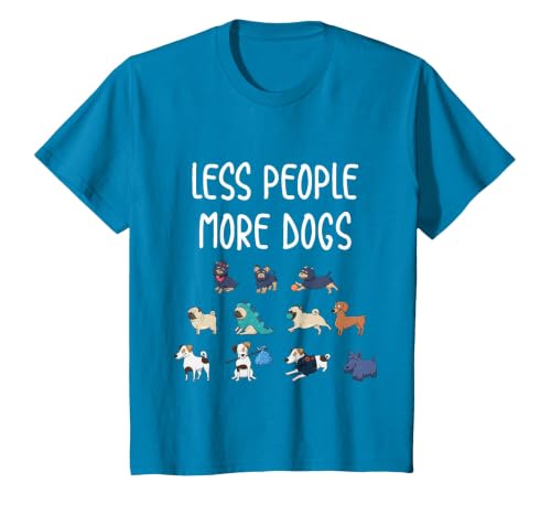 Funny Pet Less People More Dogs T-Shirt T-Shirt, Youth, Sapphire Blue, Small