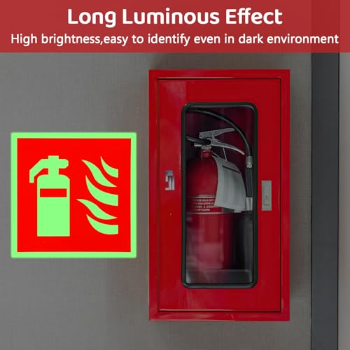 4 Stück Selbstklebend Feuerlöscher Schild, PVC Nachleuchtend Feuerlöscher Aufkleber, Hinweisschilder Feuerlöscher 15 x 15cm, Piktogramm Feuerlöscher für Haus, Büro, Krankenhaus