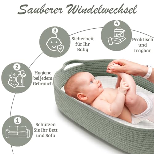 Moseskorb Sebram Wickelkorb für Babys Handgefertigte Wickelauflage