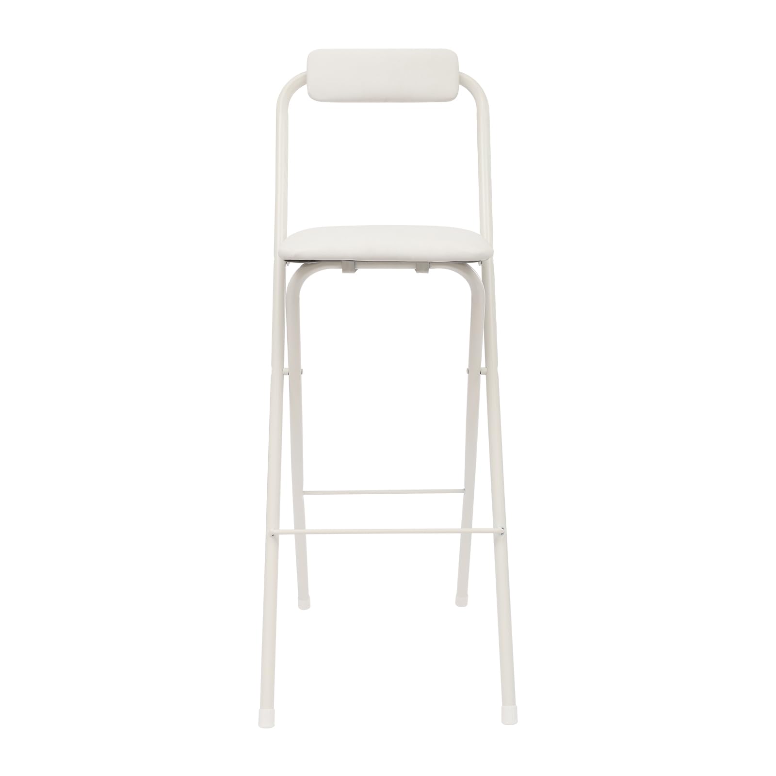 Tabouret de bar portable - Chaise haute pliable - 75 cm - Avec dossier - Tabouret pliable rembourré - Pour bar, café, cuisine - Charge maximale : 125 kg - Blanc
