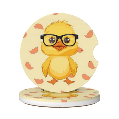 Image of Cute Duck Absorbent Car Coasters 2 Pack