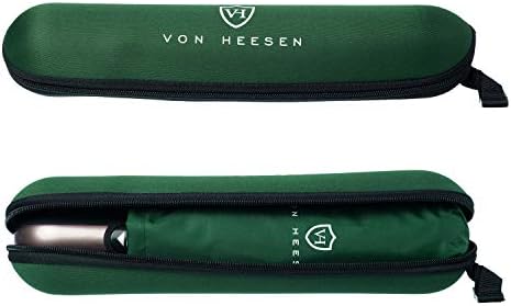 VON HEESEN Paraplu stormbestendig tot 140 km/u - incl. paraplutas & reisetui - zakparaplu met automatisch open- en sluitmechanisme, klein, licht en compact, teflon coating, winddicht, stabiel, groen
