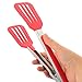 STARUBY Cooking Tongs 9 inches and 12 inches Stainless Steel Kitchen Silicone Serving Tong Heat Resistant Meat Turner Spatula Tong Fish Tongs with Locking Handle Joint (Red)