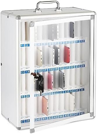 Mobile Phone Storage Locker with Numbered Locks - School and Office Use, Transparent Design for Exam and Work Environments