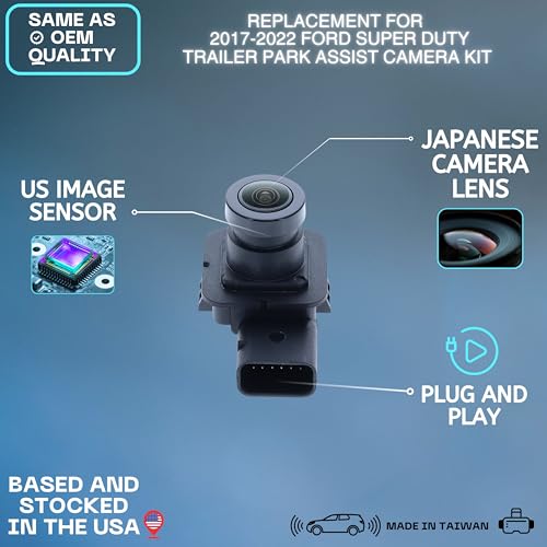 AMAJY Backup Camera Replaces for 2017 2018 2019 2020 2021 2022 Ford Super Duty Trailer Park Assist Camera Kit OE Part # JC3Z19G490H HC3Z19G490G HC3Z19G490R JC3Z19G490B JC3Z19G490D