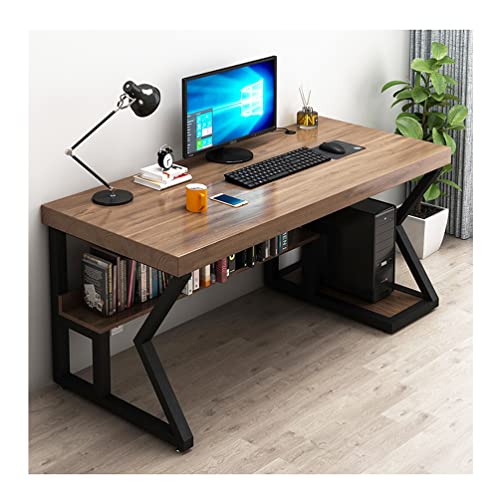 Home Office Solid Wood Computer Desk, Writing and Reading Workstation Study Desk, with Bookshelf and CPU Bracket (Size : 260x100x75cm) ()
