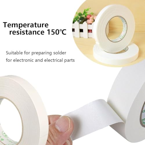 Image of Masking Tape 1 inch, Clear PET Double Sided Adhesive, White Removable Masking Tape, Pull Resistant Heat Resistant General Purpose Tape for Painting, Labeling, Mounting, Bundling, 2 pcs