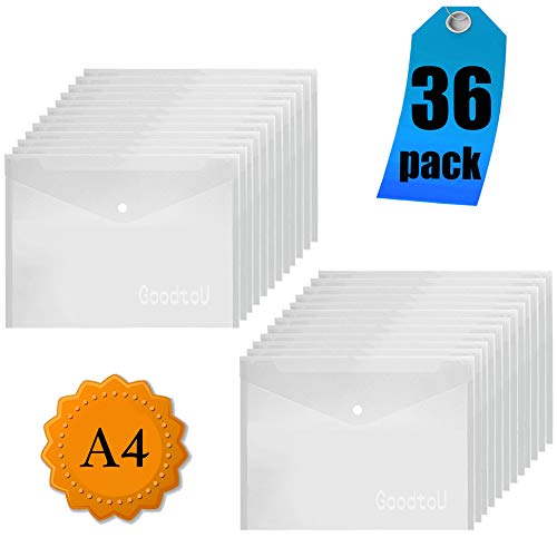 Preisvergleich Produktbild Dokumententaschen Transparent - A4 Dokumententasche Sammelmappe Dokumentenmappe mit druckknopf (36 Stück)