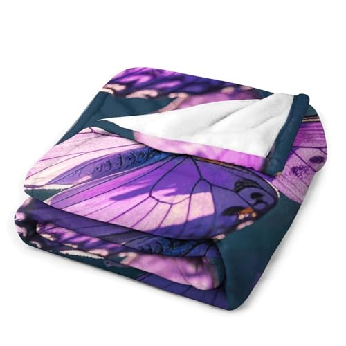 Couverture flanelle douce imprimé papillons violets, cadeau idéal lit - 4