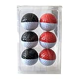 predolo 6 Stück Golf Übungsball Golf Geschenkball Trainingsbälle Turnier Ausrüstung Doppellagig aus Synthesekautschuk für Golfeinsteiger Vereinswettbewerbe, Schwarz-Weiß + Rot-Weiß