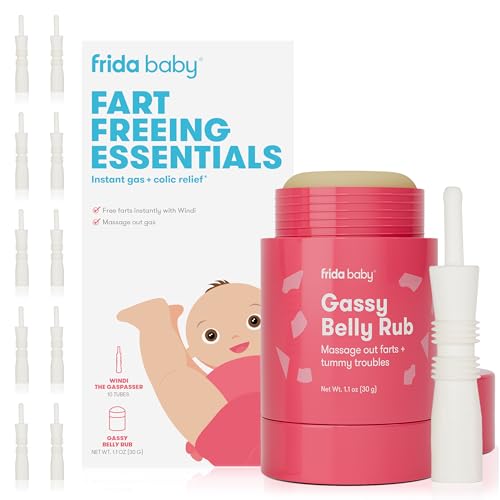 Image of Frida Baby Fart Freeing Essentials | Includes Windi and Gassy Belly Rub for Safe, Natural, and Instant Gas and Colic Relief for Infants and Babies