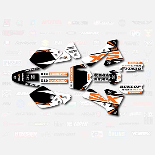 Boston Decal Works Black Orange Shift Graphic Kit 02-08 Fits KTM 65sx Decal Racing Kit 2002-2008