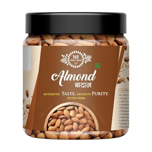 Image of Nutri Herb Premium California Almonds (Badam) (500gram)| Crunchy, Fresh & High in Protein | Nutrient-Rich Healthy Dry Fruit Snack
