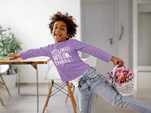 Image of Young Wild and Three Girl 3rd Birthday Outfit Toddler Shirts 3 Year Old Girls Third Party Tshirt