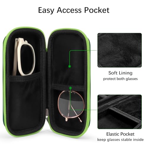 Image of Double Eyeglasses Case Hard Shell Dual Sunglasses Organizer with Zipper Closure Travel Eyewear Storage for Vehicle